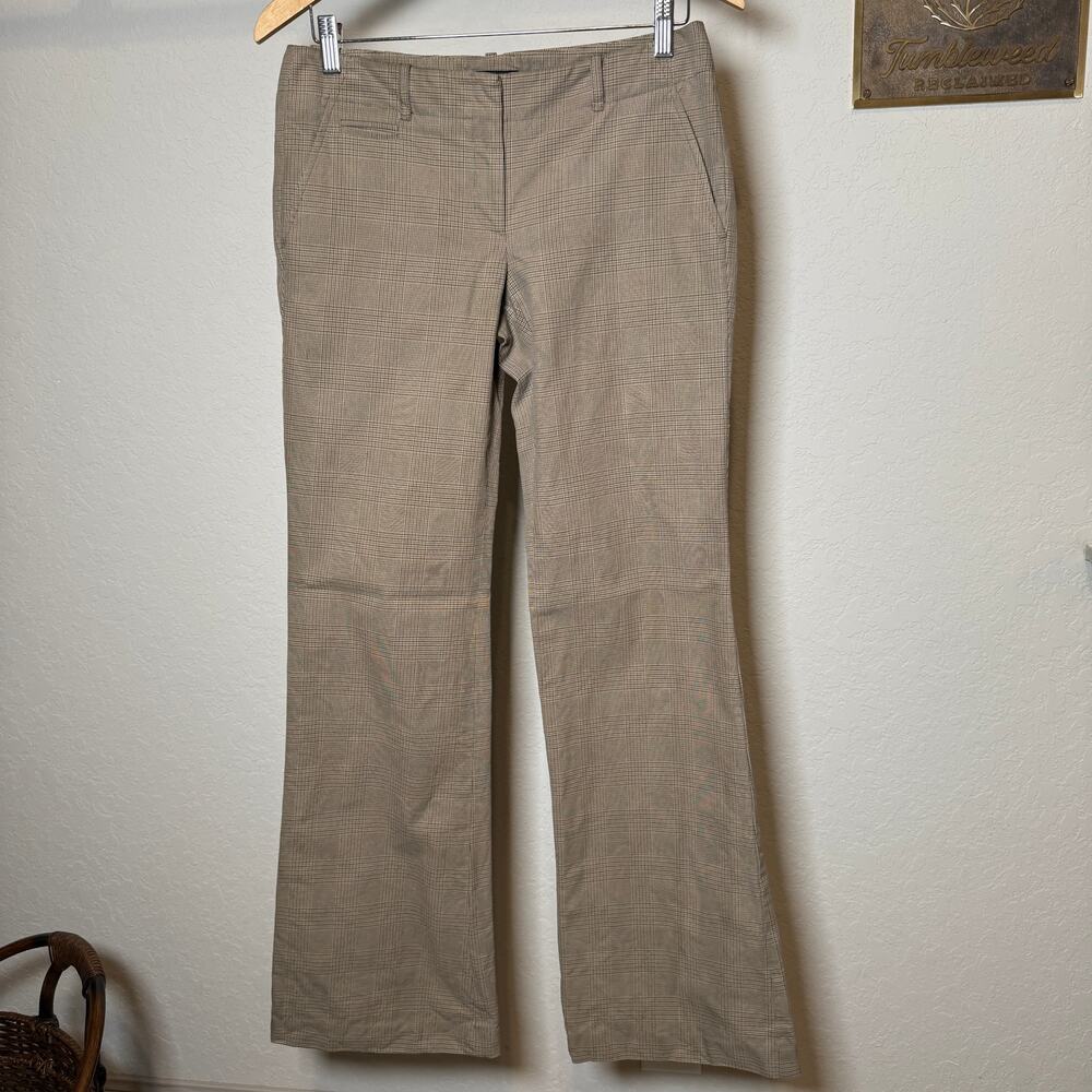 Women's Theory Brown Plaid Flat Front Demi Flare Bootcut Dress‎ Pants Size 4